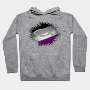 Paint Splatter Asexual Pride Flag Fish Symbol Hoodie